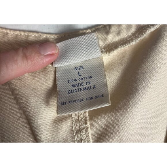 VTG- Essentials Style Beige 100% Cotton  V-Neck dress Pockets Large granola girl - Picture 4 of 11